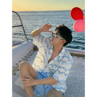 Mùa Hè Niche Phong Cách Ngày Lễ In Đầy Đủ Màu Sắc Tương Phản Thường Ngày Lễ Áo Sơ Mi Nam Phù Hợp Với Áo Sơ Mi Hợp Thời Trang Đẹp Trai Đảo Áo Khoác