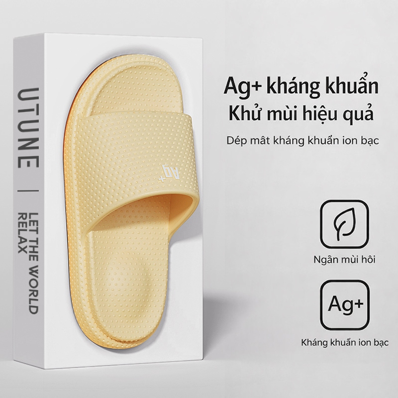 UTUNE dép đi trong nhà kháng khuẩn ion bạc AG+ khử mùi chống trượt EVA mềm đàn hồi dép phòng tắm unisex nam nữ thiết kế massage gót chân đệm khí êm ái thoải mái nhẹ bền dùng hàng ngày