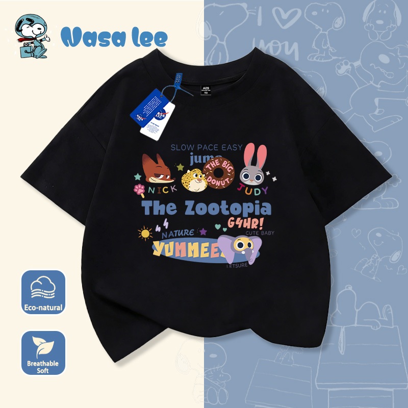 Áo Thun Ngắn Tay Zootopia Mẫu 2026 Hình Hoạt Hình Disney Áo Phông Oversize Cho Bé 3-12 Tuổi