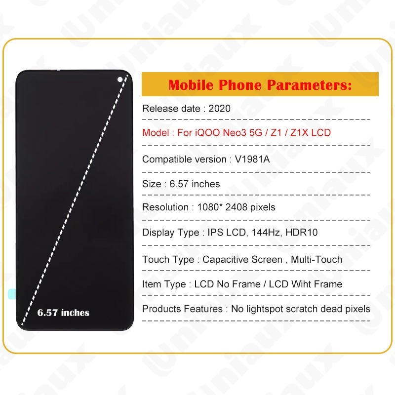 TFT Cho VIVO IQOO Neo 3 Màn Hình LCD Bộ Số Hóa Cảm Ứng