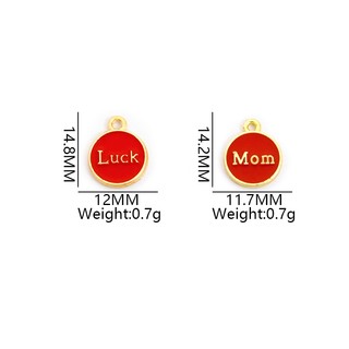 10 Chiếc Đầy Màu Sắc Hai Mặt Nhỏ Giọt Dầu Tròn Quyến Rũ Có Chữ Cái Mẹ / Thiết Kế May Mắn, Phù Hợp Để Làm Quà Tặng Ngày Của Mẹ, Xu Hướng Vòng Cổ Vòng Tay Bông Tai Móc Khóa DIY Mặt Dây Dopamine