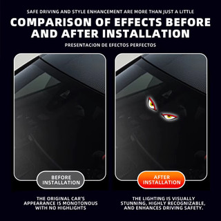 Thoáng Mát DEMON EYE Ánh Sáng Xung Quanh Chạy Bằng Năng Lượng Mặt Trời Thở Neon Đèn Trang Trí Xe Hơi Phía Sau Kính Chắn Gió Khí Quyển Đèn Xe Hơi