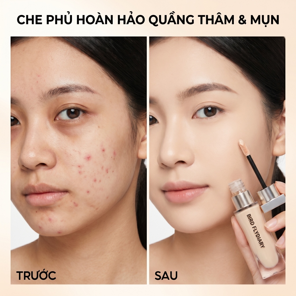 Kem Che Khuyết Điểm Glow Concealer 5g Giữ Nền 12H Căng Bóng Lớp Finish Che Phủ Cao Quầng Thâm Và Mụn