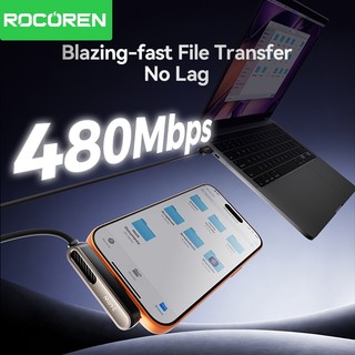 Cáp Rocoren 240W USB C sang Type C có thể gập lại Giá đỡ điện thoại PD 3.1 Dây sạc nhanh cho máy tính xách tay iPhone 17 16 Pro