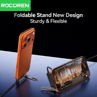 Cáp Rocoren 240W USB C sang Type C có thể gập lại Giá đỡ điện thoại PD 3.1 Dây sạc nhanh cho máy tính xách tay iPhone 17 16 Pro