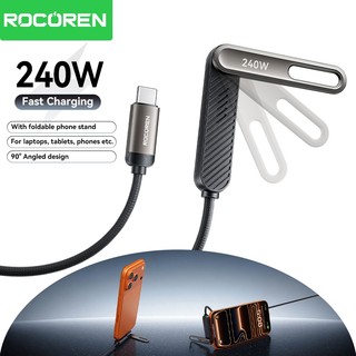 Cáp Rocoren 240W USB C sang Type C có thể gập lại Giá đỡ điện thoại PD 3.1 Dây sạc nhanh cho máy tính xách tay iPhone 17 16 Pro