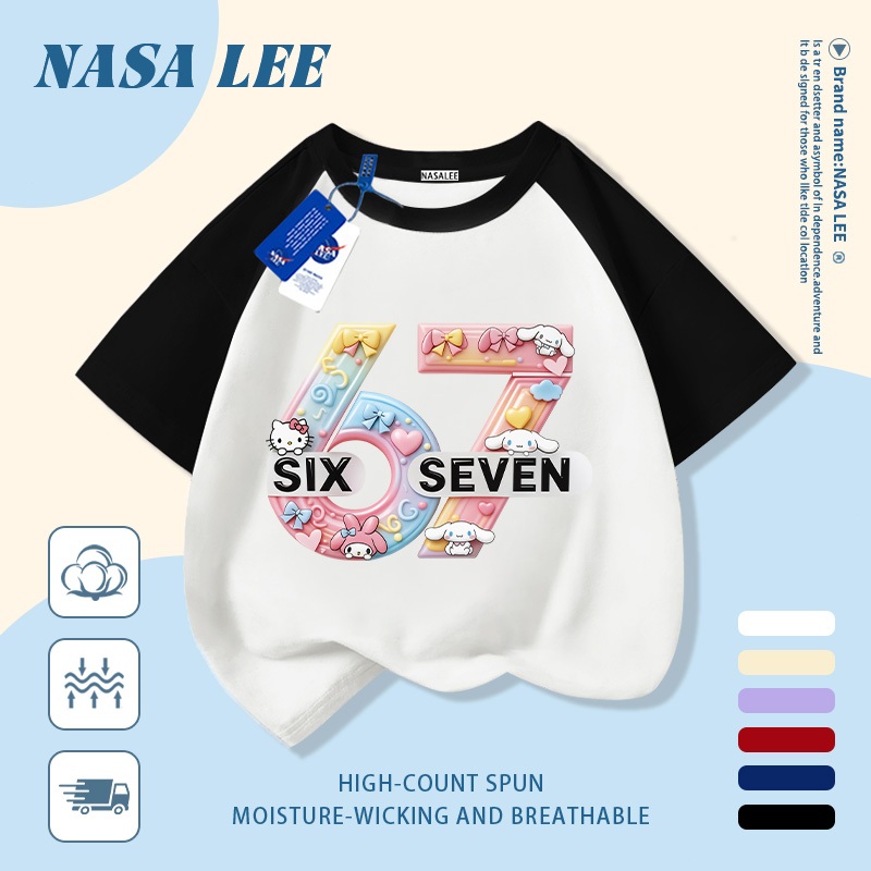 【Giao hàng trong ngày】 Áo thun trẻ em NASA cotton trắng thoáng khí in hình số 67 thời trang, tay ngắn thoải mái cho bé 3-16 tuổi cả trai và gái.