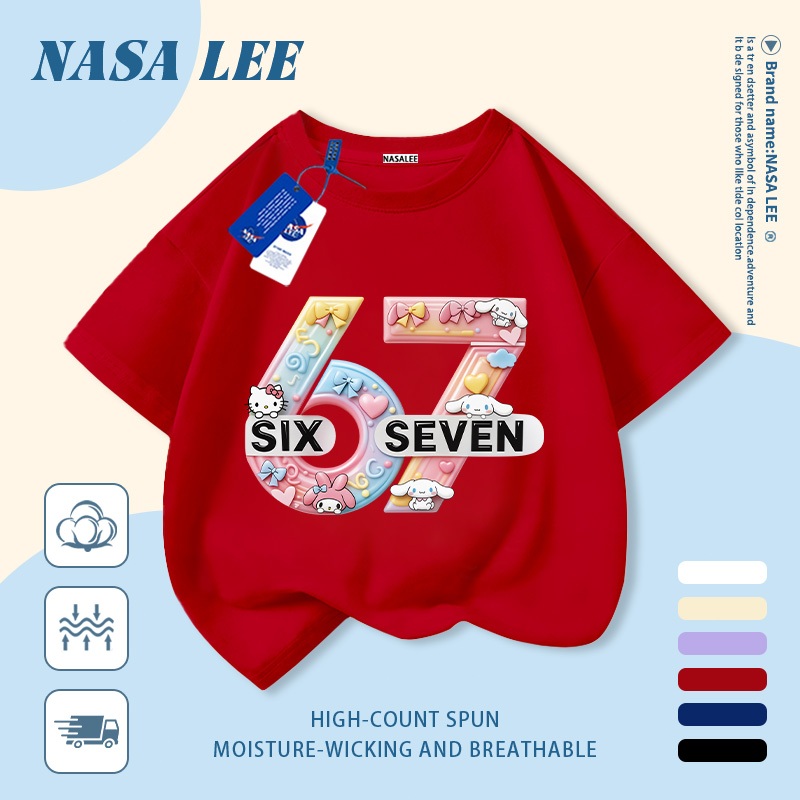 【Giao hàng trong ngày】 Áo thun trẻ em NASA cotton trắng thoáng khí in hình số 67 thời trang, tay ngắn thoải mái cho bé 3-16 tuổi cả trai và gái.