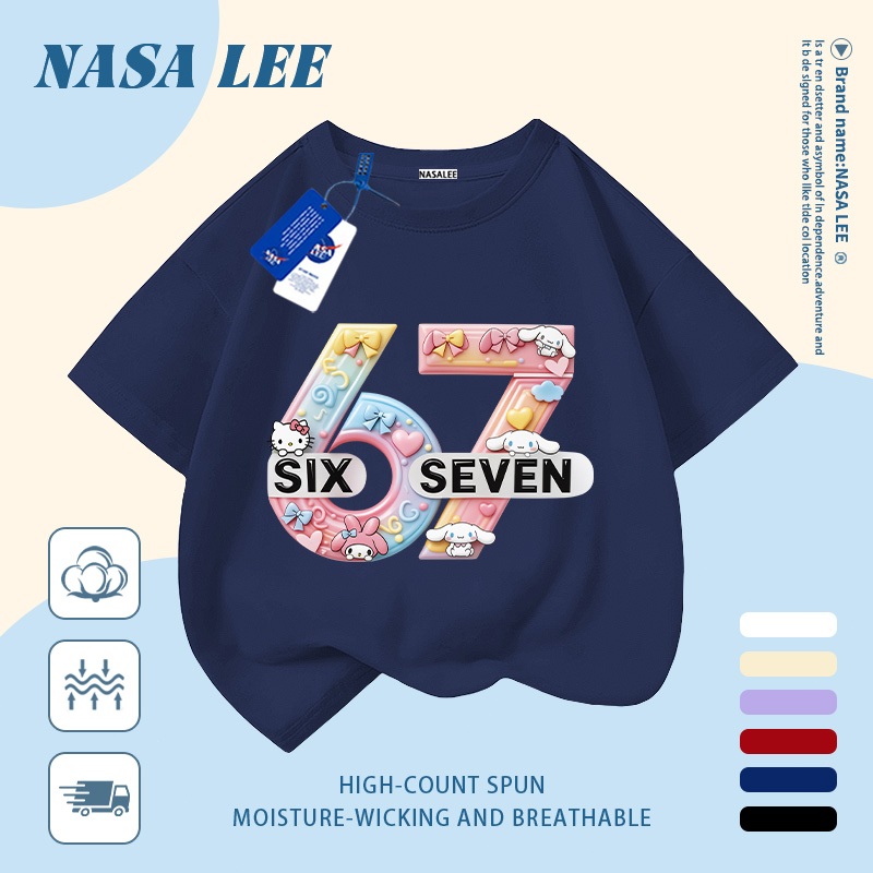 【Giao hàng trong ngày】 Áo thun trẻ em NASA cotton trắng thoáng khí in hình số 67 thời trang, tay ngắn thoải mái cho bé 3-16 tuổi cả trai và gái.