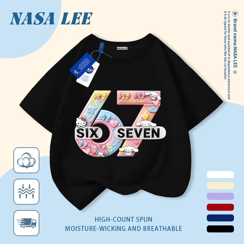 【Giao hàng trong ngày】 Áo thun trẻ em NASA cotton trắng thoáng khí in hình số 67 thời trang, tay ngắn thoải mái cho bé 3-16 tuổi cả trai và gái.