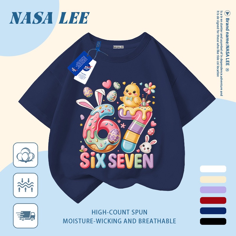 【Giao hàng trong ngày】 Áo thun trẻ em NASA cotton trắng thoáng khí in hình số 67 màu sắc thời trang, tay ngắn thoải mái cho bé 3-16 tuổi cả trai và gái.