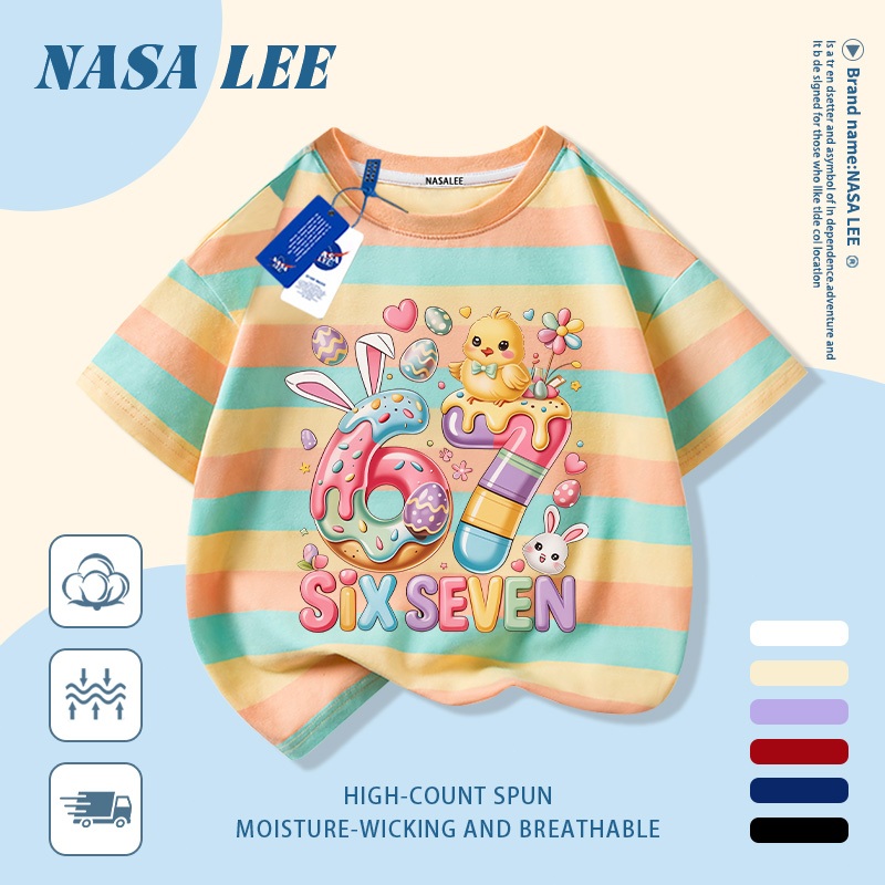 【Giao hàng trong ngày】 Áo thun trẻ em NASA cotton trắng thoáng khí in hình số 67 màu sắc thời trang, tay ngắn thoải mái cho bé 3-16 tuổi cả trai và gái.