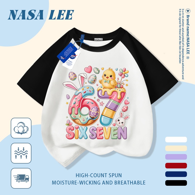 【Giao hàng trong ngày】 Áo thun trẻ em NASA cotton trắng thoáng khí in hình số 67 màu sắc thời trang, tay ngắn thoải mái cho bé 3-16 tuổi cả trai và gái.