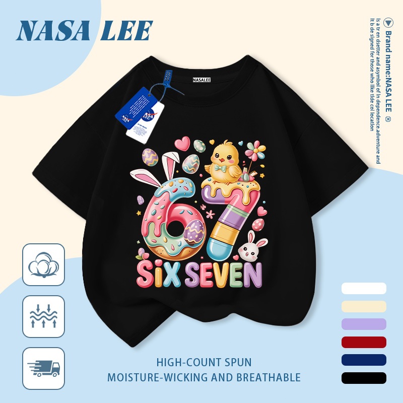【Giao hàng trong ngày】 Áo thun trẻ em NASA cotton trắng thoáng khí in hình số 67 màu sắc thời trang, tay ngắn thoải mái cho bé 3-16 tuổi cả trai và gái.