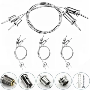 2 Bộ 1.5mm 1M Có Thể Điều Chỉnh Đèn Chùm Dây Bộ Thép Không Gỉ Đầu Chữ T Cáp Treo Cho Tấm Đèn
