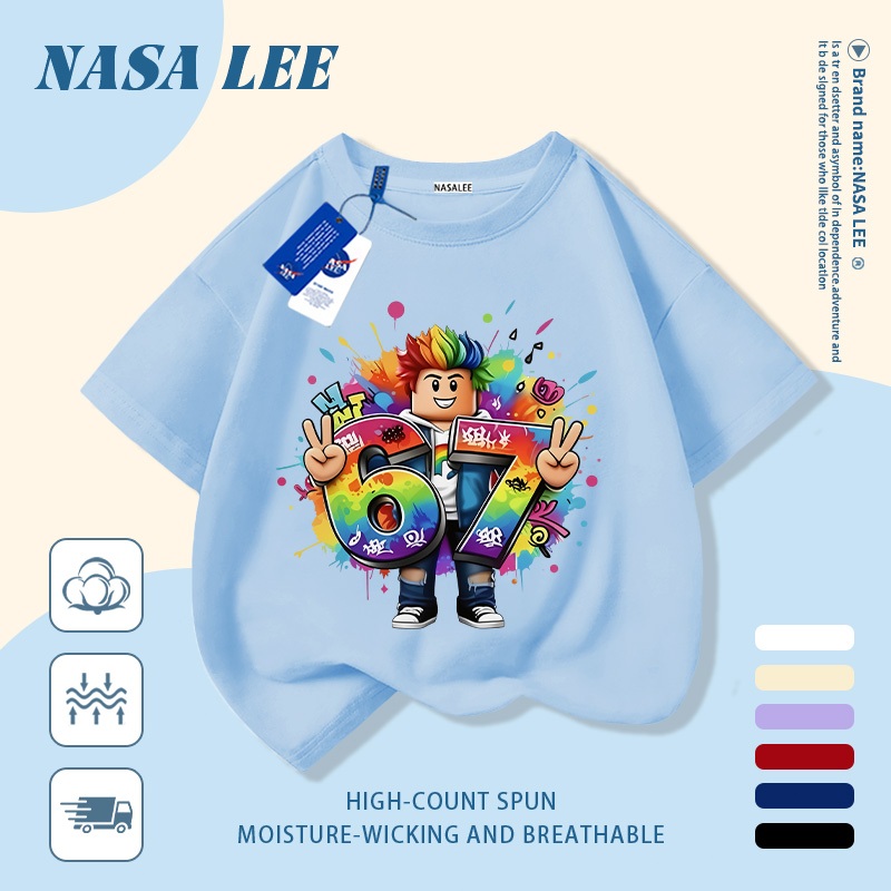 【Giao hàng trong ngày】 Áo thun trẻ em cotton trắng thoáng khí in hình số 67 màu sắc thời trang, tay ngắn thoải mái cho bé 3-16 tuổi cả trai và gái.