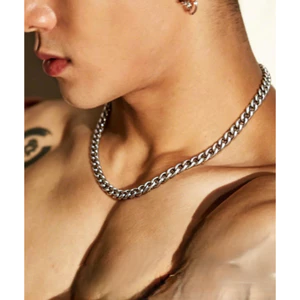 HIEUTHUHAI, phong cách của Jackson Wang-Dây Chuyền Nam Nữ Vòng Cổ Cuban Sợi Xích Titian Chuỗi Trơn Bản Lớn Kuu Clothes Basic Thời Trang - Dây Chuyền Tổng Hợp-NK
