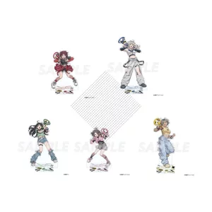 Cô Gái Ban Nhạc Cry Cafe Hợp Tác Chibi Acrylic Đứng Anime Nhân Vật Trang Trí Bàn Tập Thể