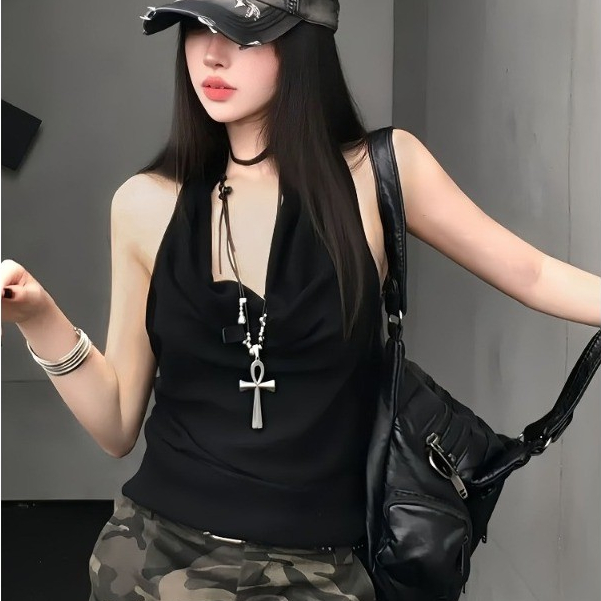 Vòng cổ chữ thập kim loại chất lượng cao, phong cách văn hoá châu Á