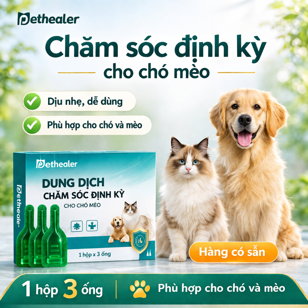 Dung dịch chăm sóc định kỳ cho chó mèo | 1 hộp 3 ống | Dịu nhẹ, dễ dùng ...