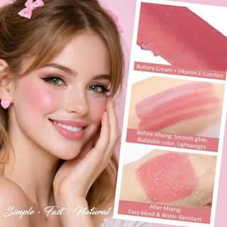 Kem Blush Stick UCANBE – Kem Cheek & Lip Tint 2 trong 1 Vitamin E, có thể xây dựng, Nhẹ, Dưỡng ẩm, Lâu trôi, Hoàn thiện giống như da tự nhiên
