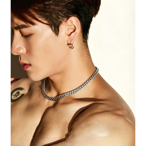 HIEUTHUHAI, phong cách của Jackson Wang-Thép Titan Mã Hóa Dập Nổi NK Dây Chuyền Cuba Vòng Cổ Nam Thời Trang Dây Xích Hip Hop Áo Len Dây Xích Phụ Kiện-NKjiami