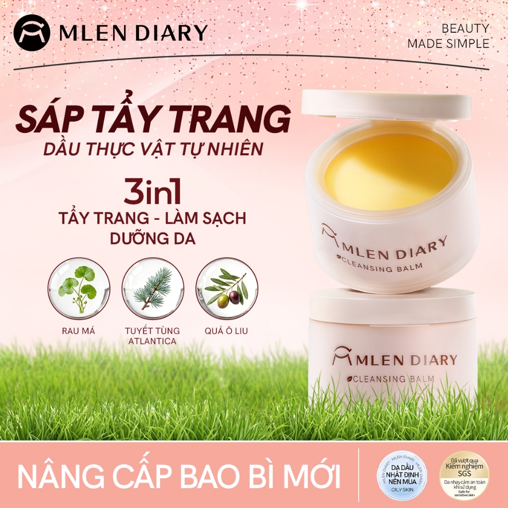 MLEN DIARY Sáp Tẩy Trang Tinh Dầu, Nhũ Hóa Sạch Sâu, Loại Bỏ Cặn Trang Điểm, Phù Hợp Cho Da Dầu Và Nhạy Cảm