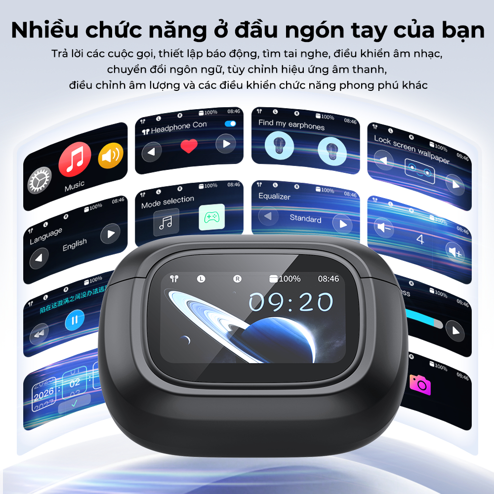 MINISO MS126 Tai nghe phiên dịch Bluetooth 6.0 Kẹp Hỗ trợ dịch thuật đa ngôn ngữ tai Màn hình LED cảm ứng Có chức năng chống ồn chủ động