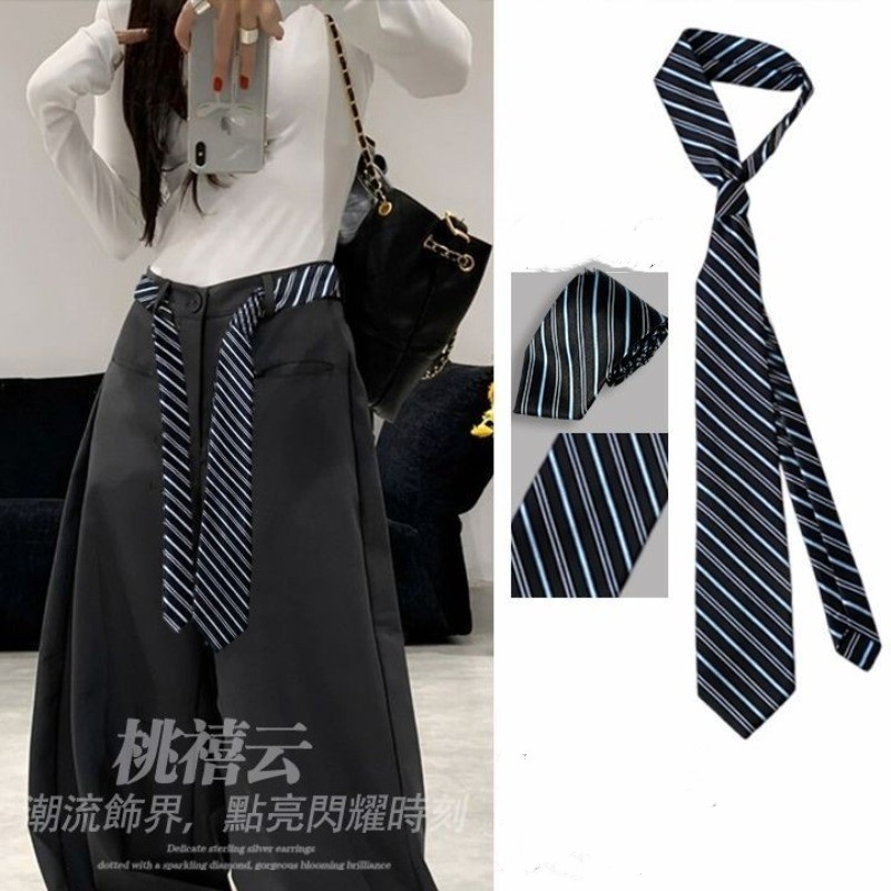 Thắt lưng Unisex khăn lụa sọc cổ điển - Thiết kế thời trang và đa năng