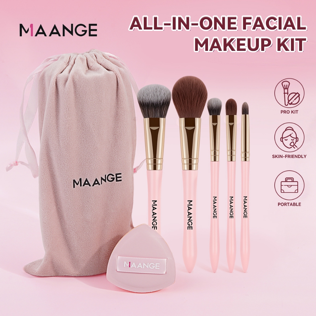 MAANGE 5 Bộ cọ trang điểm Bộ cọ phấn má hồng cao cấp Bộ cọ phấn mắt và túi trang điểm 52184