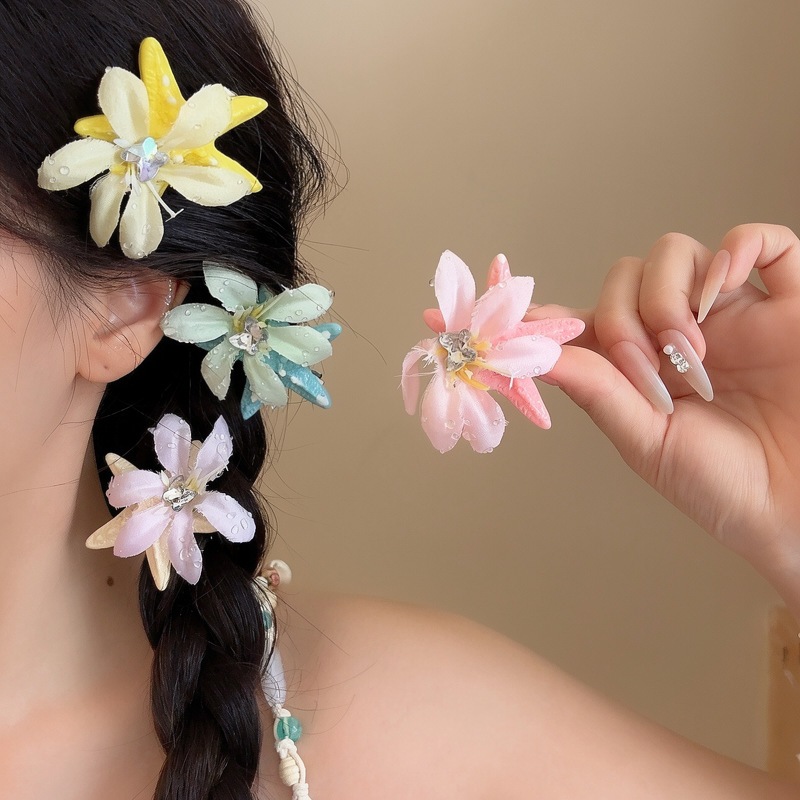 Pastel Sao Biển Hoa Tóc Kim Cương Giả Sương Thả Mùa Hè Đi Biển Phong Cách Đại Dương Tóc Barrette Cho Nữ Cô Gái Kỳ Nghỉ Hàng Ngày Mặc