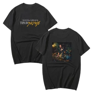 RAPPER MANUEL CARRASCO PUEBLO SALVAJE TOUR - Áo Thun Unisex Oversize 100% Cotton, Thời Trang Vintage Phù Hợp Hàng Ngày