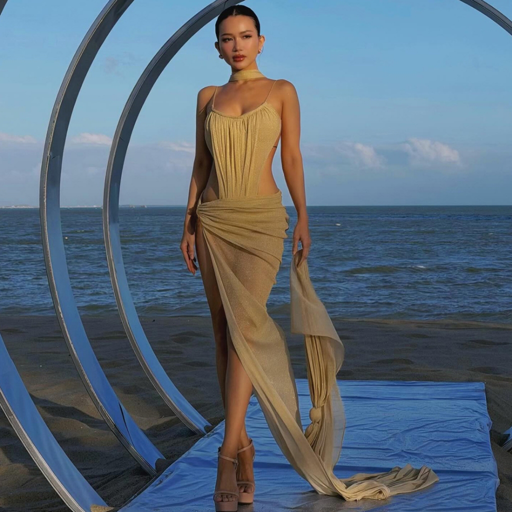 Cutenew Gợi Cảm Sling Backless Maxi Váy Chia Lưới Chắp Vá Nữ Mùa Hè Cay Cô Gái Tiệc Phong Cách