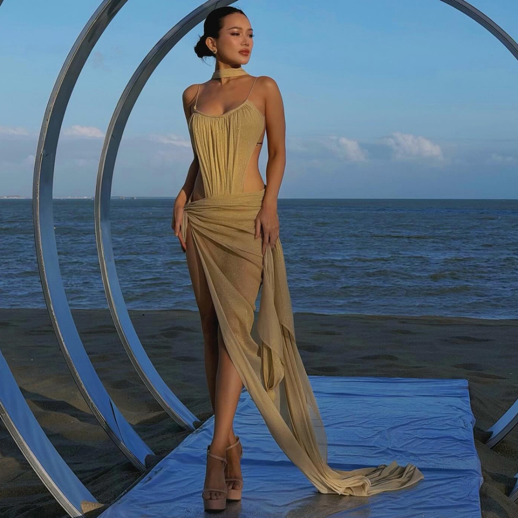 Cutenew Gợi Cảm Sling Backless Maxi Váy Chia Lưới Chắp Vá Nữ Mùa Hè Cay Cô Gái Tiệc Phong Cách