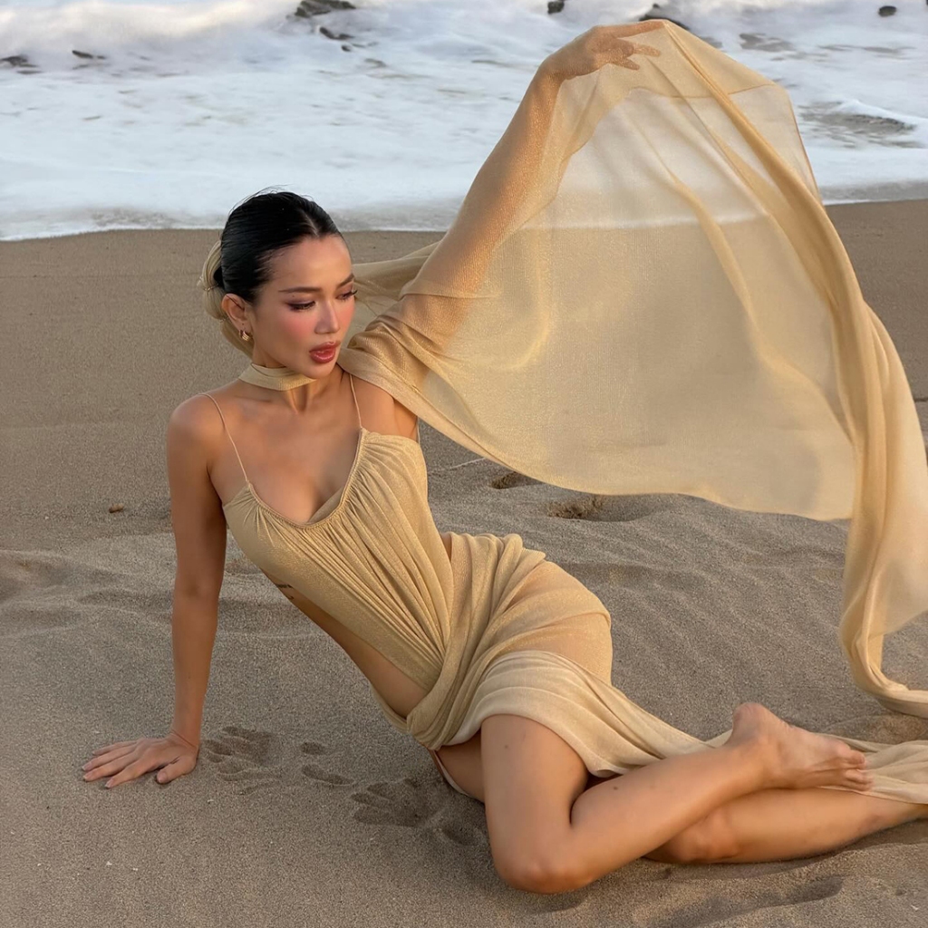 Cutenew Gợi Cảm Sling Backless Maxi Váy Chia Lưới Chắp Vá Nữ Mùa Hè Cay Cô Gái Tiệc Phong Cách