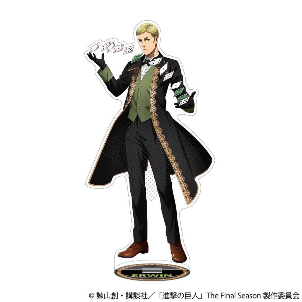 Bộ móc khóa và chân đế Acrylic Attack on Titan Magician – Erwin, Eren, Levi Anime Collectible Merch