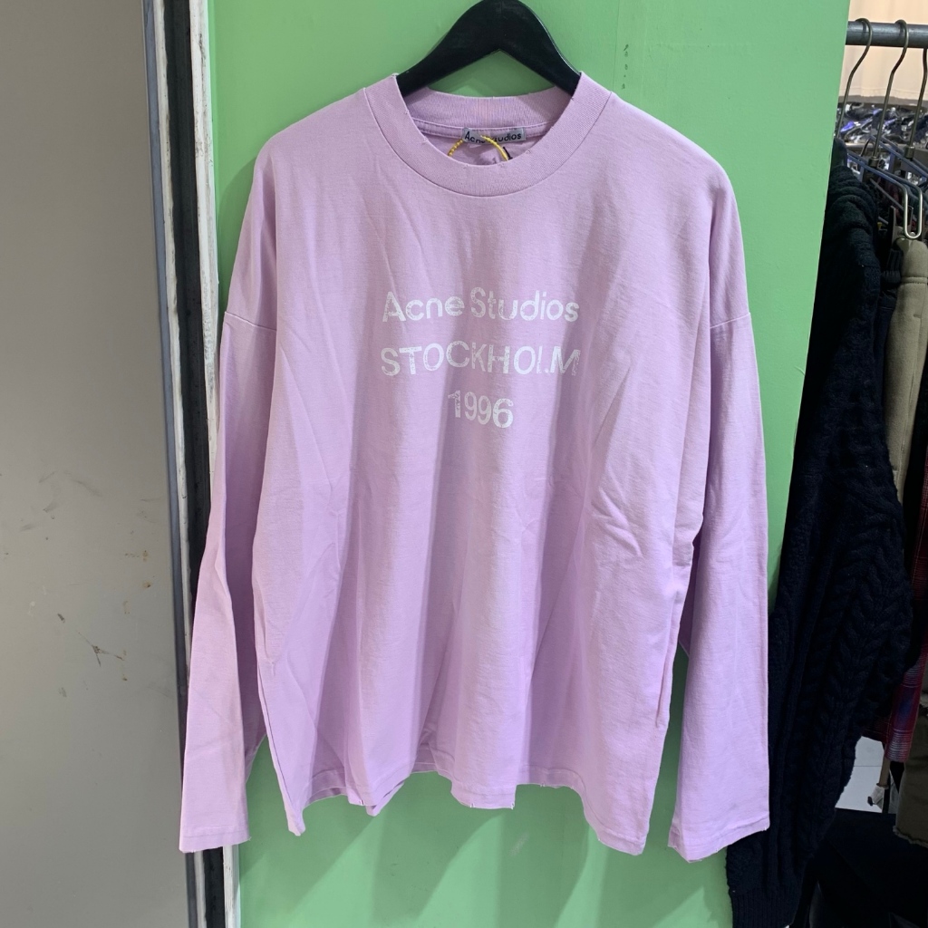 Màu sắc cổ điển mới: Misty Blue & Taro Purple Crew Neck Áo thun dài tay chống nắng Cặp đôi Áo thun phù hợp