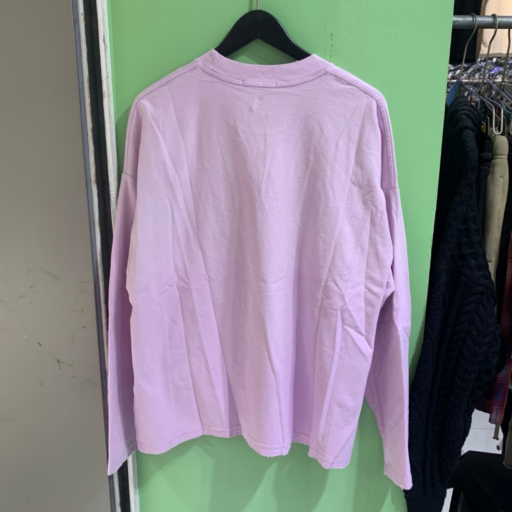 Màu sắc cổ điển mới: Misty Blue & Taro Purple Crew Neck Áo thun dài tay chống nắng Cặp đôi Áo thun phù hợp