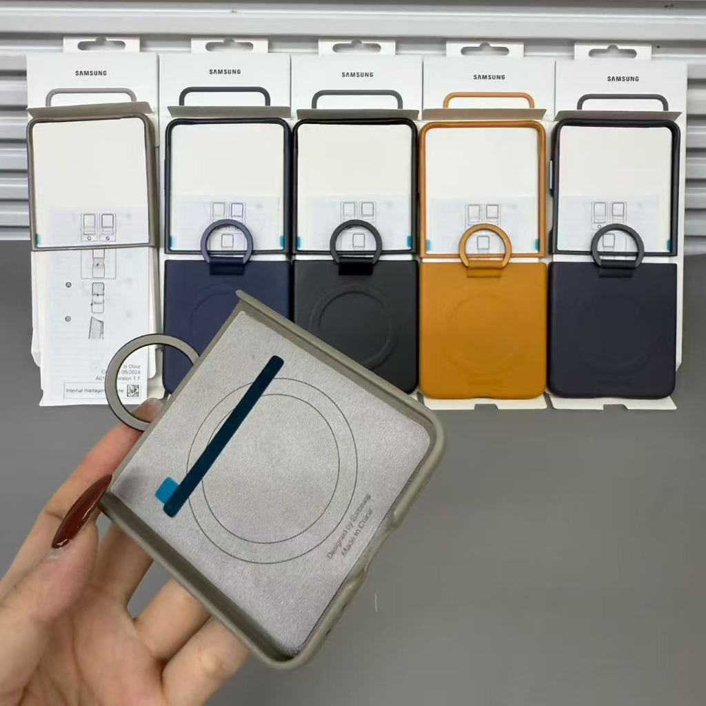 Dành cho vỏ bảo vệ da nam châm Samsung Z Flip7 chính hãng cho vỏ điện thoại di động chống rơi da thật