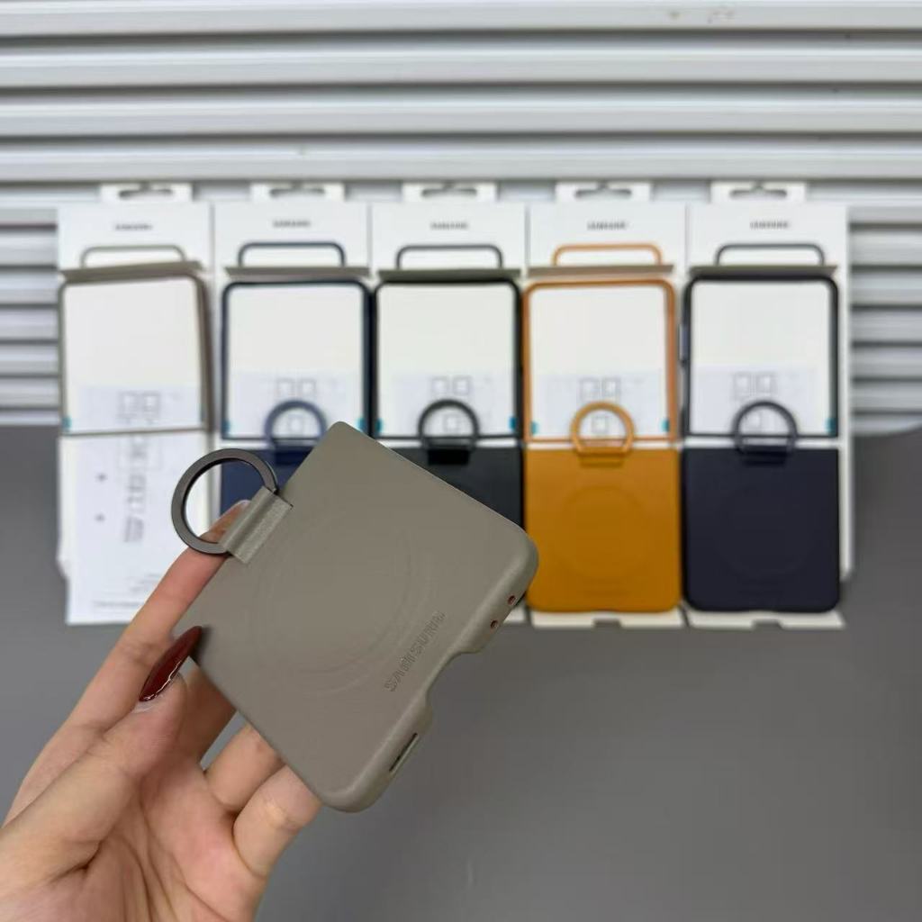 Dành cho vỏ bảo vệ da nam châm Samsung Z Flip7 chính hãng cho vỏ điện thoại di động chống rơi da thật