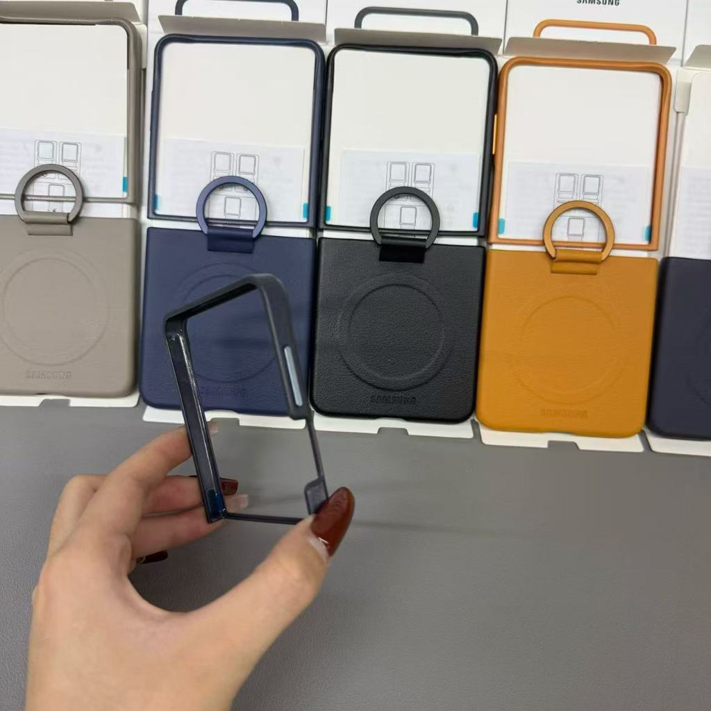 Dành cho vỏ bảo vệ da nam châm Samsung Z Flip7 chính hãng cho vỏ điện thoại di động chống rơi da thật