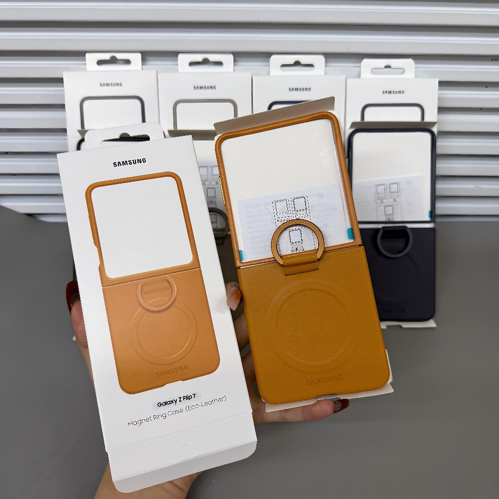 Dành cho vỏ bảo vệ da nam châm Samsung Z Flip7 chính hãng cho vỏ điện thoại di động chống rơi da thật