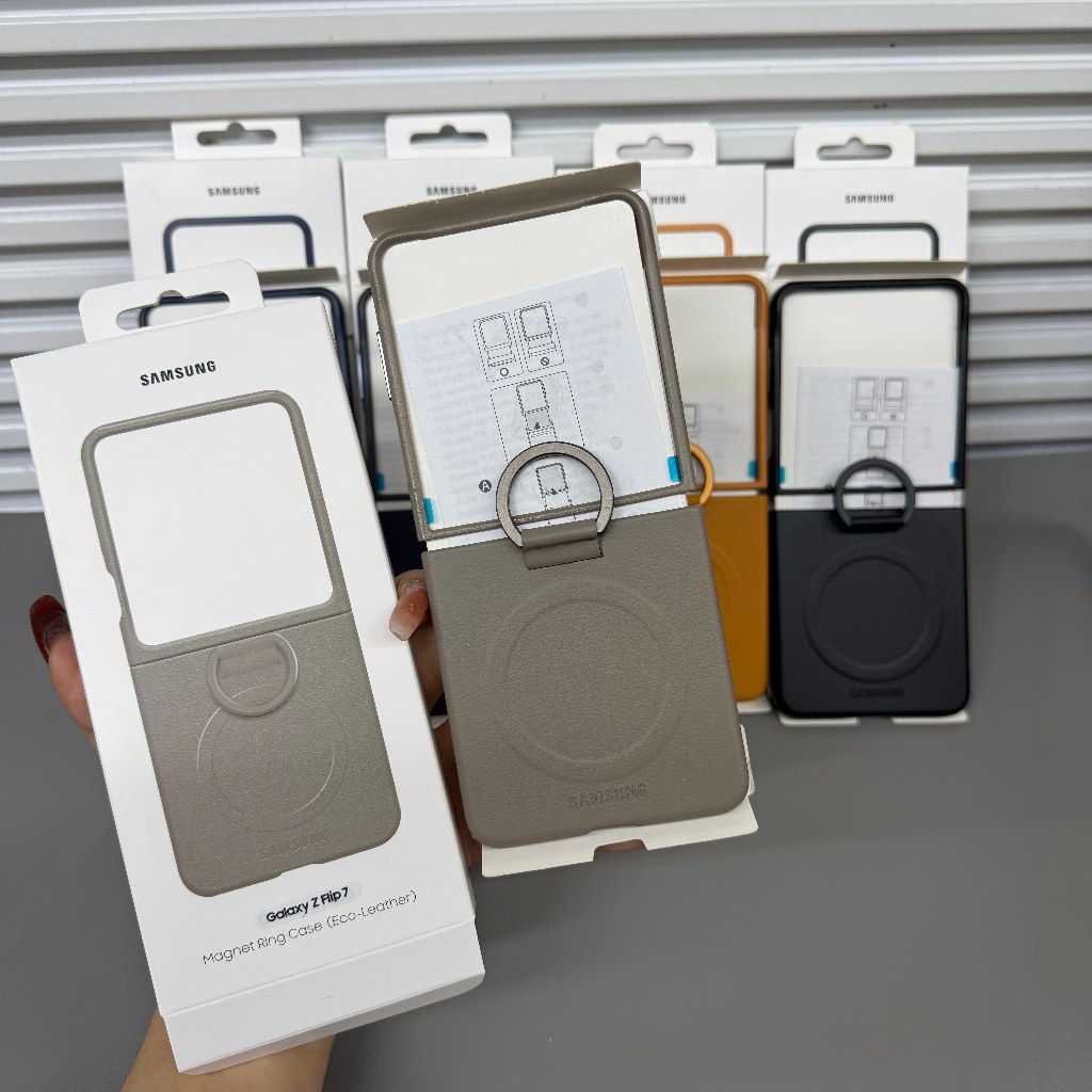 Dành cho vỏ bảo vệ da nam châm Samsung Z Flip7 chính hãng cho vỏ điện thoại di động chống rơi da thật