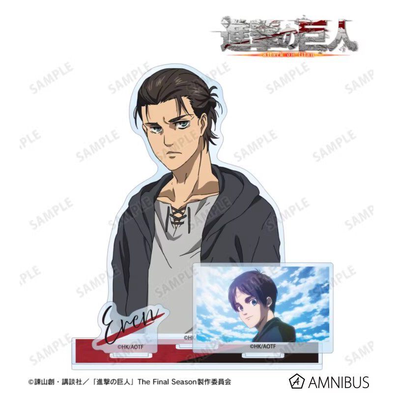 Bộ Đế Acrylic Attack on Titan – Eren, Mikasa, Armin, Reiner Braun Anime Sưu Tập Trang Trí Bàn Làm Việc