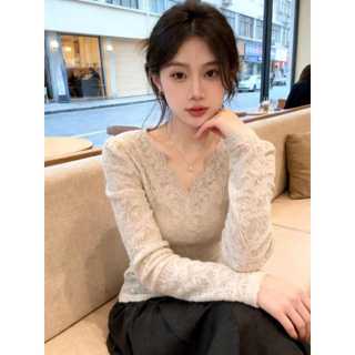 Áo thun dài tay cổ chữ V kiểu Pháp, dáng slim-fit, phong cách mới, phù hợp quanh năm