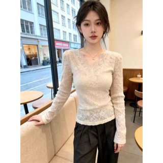 Áo thun dài tay cổ chữ V kiểu Pháp, dáng slim-fit, phong cách mới, phù hợp quanh năm