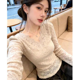 Áo thun dài tay cổ chữ V kiểu Pháp, dáng slim-fit, phong cách mới, phù hợp quanh năm