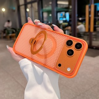 Giá đỡ tản nhiệt lưới 3D xoay từ tính Vỏ điện thoại thích hợp cho iPhone 11 12 13 14 15 16 17 Pro Max với ống kính cùng màu bao gồm tất cả vỏ chống rơi