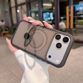 Giá đỡ tản nhiệt lưới 3D xoay từ tính Vỏ điện thoại thích hợp cho iPhone 11 12 13 14 15 16 17 Pro Max với ống kính cùng màu bao gồm tất cả vỏ chống rơi