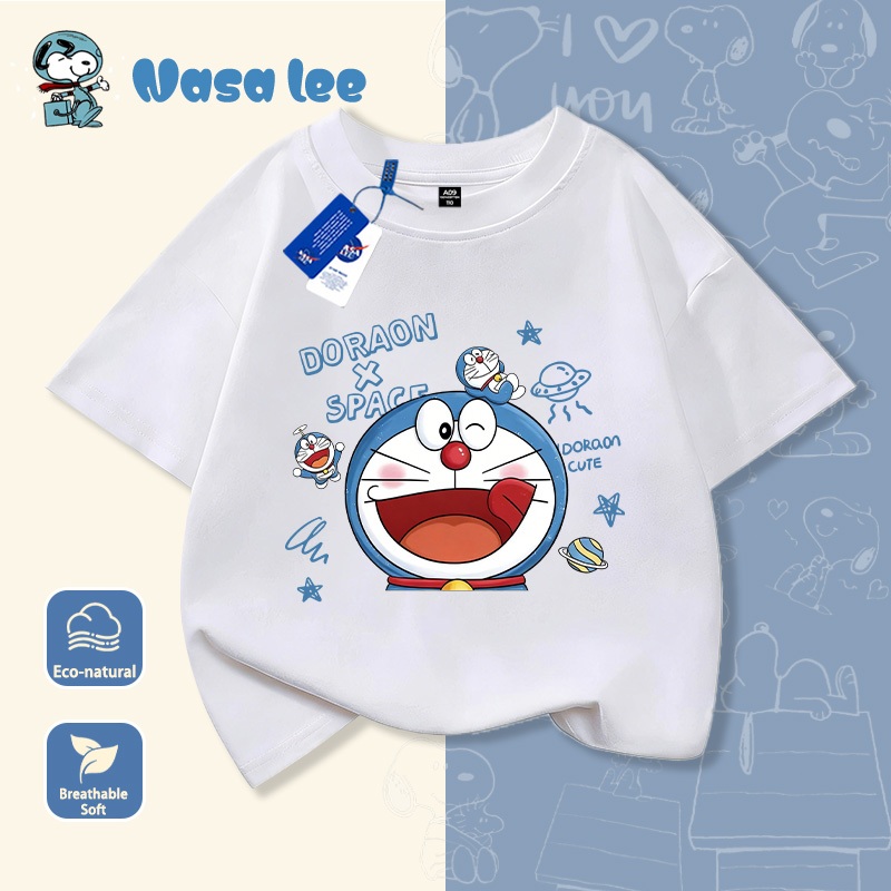 Áo thun Doraemon (Dora) trẻ em Cotton 100% tay ngắn – Mẫu mới Hè 2026 (Áo đôi gia đình)